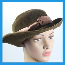 Sammlerst&uuml;ck Retro Alt Vintage Selten Antik Damen Frauen Braun Cloche Hut 70er