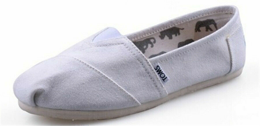 *TOM Unisex Shoes Slip-on Casual Flats Solid Canvas Leisure Loafer Shoes UK 3-10 image 8