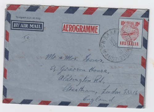 1956 RAAF Allonville (Wagga Wagga) NSW 10d Air Mail Letter to England