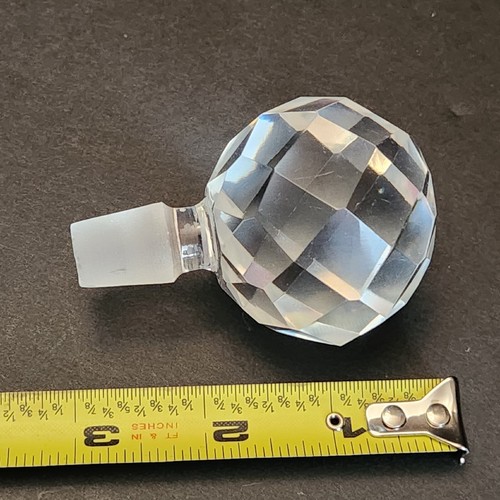 Clear Crystal Glass Faceted Round Ball Bottle Stopper Cork ONLY 1/2" Opening LRG - Picture 12 of 13