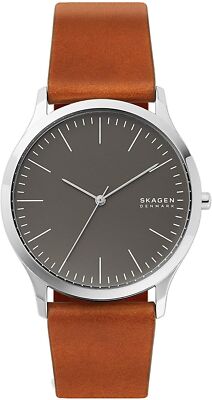 NEW Skagen SKW6552 Jorn Silver Tone Gray Dial Brown Leather 