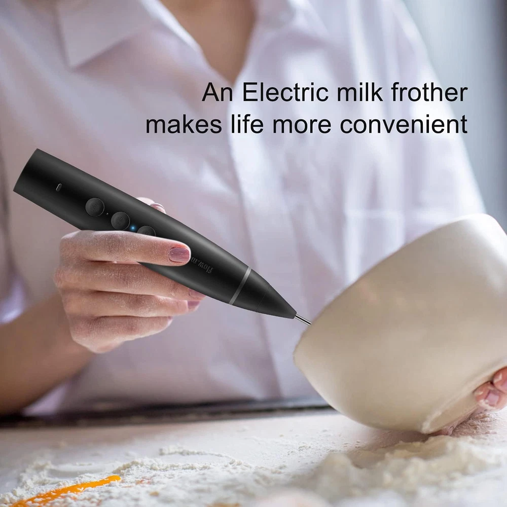 Milk Frother Handheld Rechargeable Foam Maker for Lattes,Electric 3 Whisks Drink
