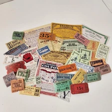 35 old tickets and coupons 1940s - 1960s vintage paper ephemera sample pack Y