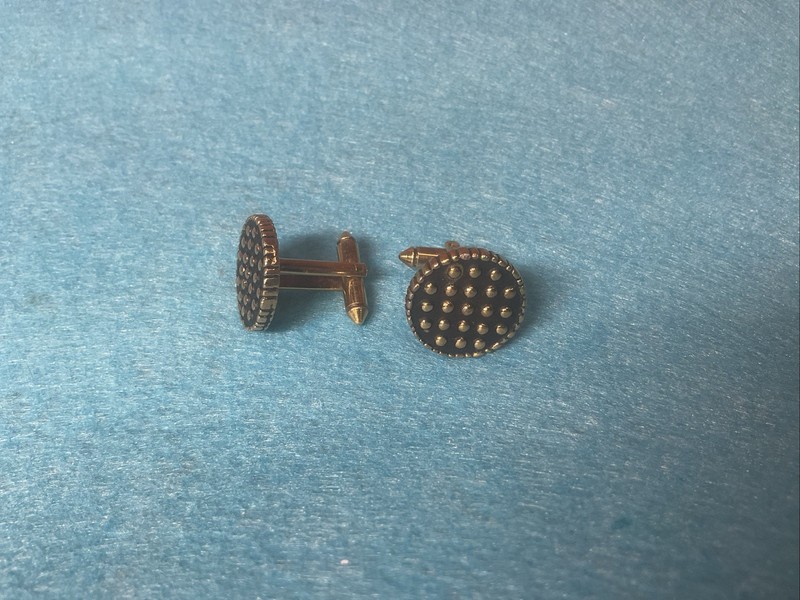 VTG MCM Gold W/Black  Enamel Cufflinks