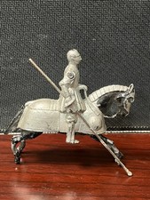 Vintage 2 1/2Inch Lead Figure Knight w/ Lance on Top of Armored Horse 8