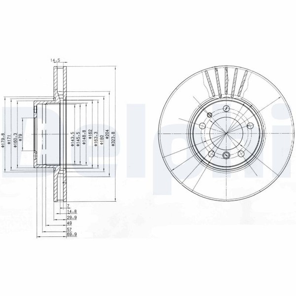 2X Delphi Bremsscheibe BG670 FüR E38 BMW E39 E31 8Er 5Er 7Er E32 Touring 535 540-image