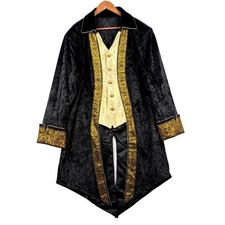 Mens Velvet Tailcoat Gold Brocade 2XL Victorian Steampunk Goth Costume Renfest