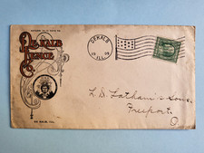 1909 postal history stamp cover Dekalb Illinois Fence ghost stamp reverse