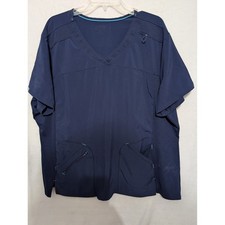 Skechers by Barco Womens Scrub Top Navy Blue V-Neck Mesh Panels XL SK101