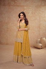 Readymade Faux Georgette Palazzo Suit Indian Party Wear Salwar Kameez Plazo Set