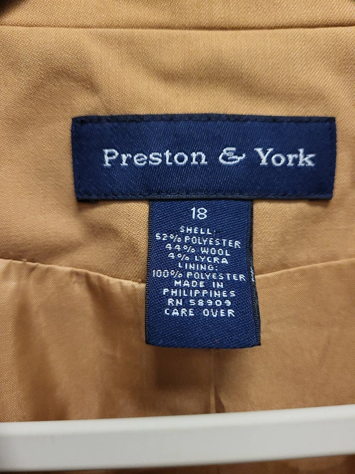Blazer Preston York Mujer Talla 18 Marrón Chaqueta de Carrera Mezcla de Lana Forrada Sarga Foto 2 de 4