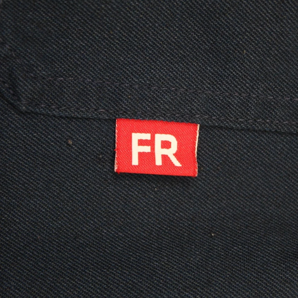 FR Flame Resistant Coveralls Mens Large Navy Blue Workwear Mechanic Suit Utility - Image 3 of 4