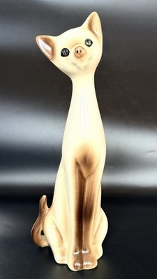 Vintage große Langhals Siamkatze 60er 70er Jahre Ornament 12 Zoll