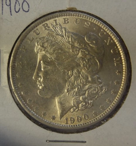 1900 P Morgan Silver Dollar. Estimated  Almost Uncirculated 58. Die Cracks A0452