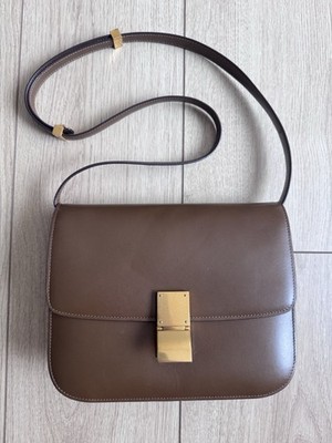 Celine Classic Box Bag Medium Camel Box Calfskin Gold Hardware Authentic Receipt