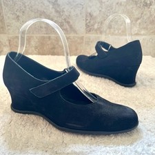 Arche France Black Nubuck Hook Loop Mary Janes suede leather wedged shoes 8M