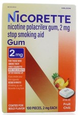 Nicorette Nicotine Gum 2MG Fruit Chill Flavor 100CT Exp 7/28