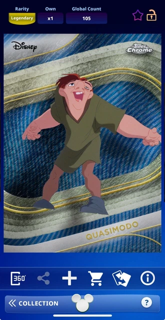 DIGITAL TOPPS DISNEY Quasimodo LEGENDARY CHROME BLUE SHIMMER /150 Read