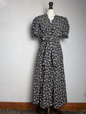 Charlotte Halton Vintage Woman's 60's Style Button Up Midi Flare Floral Dress 14