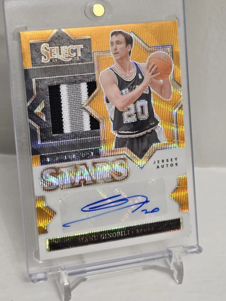 2024-25 Panini Select Stars Manu Ginóbili Auto/10 Juego Usado Parche Espuelas Salón 1/1 Foto 4 de 4