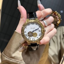 Men's Luxury Automatic Mechanical Watch Roman Numerals Skeleton Leather Band