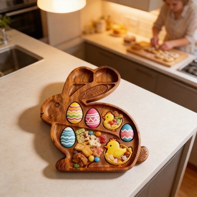 Cow Design Wooden Charcuterie Board Divided Sections for Appetizers Snacks