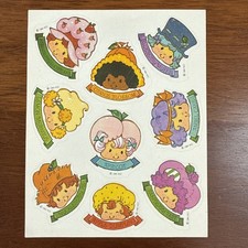 Vintage 80s 1984 STRAWBERRY SHORTCAKE AGC STICKERS SHEET Scratch  Sniff