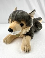 Miyoni Aurora Wolf Plush Grey L 19" 2020 Realistic Laying Husky Soft Cuddle Toy