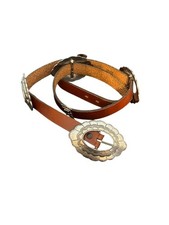 Leather Concho Belt Size 32 Brown Cowboy Western