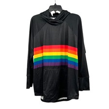 LuLaRoe Womens Rainbow Striped Hoodie Lightweight Black/Multi Amber Size XL New