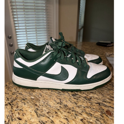 Nike Dunk Low Michigan State White/Varsity Green Leather Low Top Lace-Up 2021