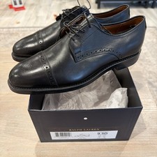 Ralph Lauren Made in USA Black Leather Dress Shoes Slaton Captoe 9.5 EUC