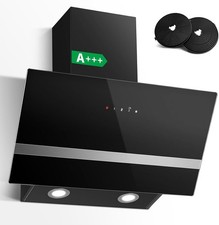 SNDOAS 60cm Angled Cooker Hood, 400 m³/h Kitchen Extractor, Carbon Filters, A+++