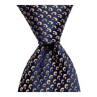 CHARVET Men's 100% Silk Necktie FRANCE Luxury Designer Geometric Blue/Gold EUC