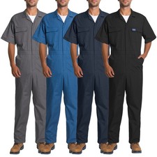 HISEA Men Short Sleeve Coveralls Zip-Front Workwear Uniform Jumpsuit Boilersuit