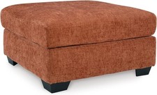 Oversized Accent Ottoman Spice Burnt Orange Plush crosshatch chenille 38-in