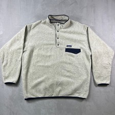 Patagonia Synchilla Snap T Pullover Mens L Oatmeal Fleece Outdoor Insulated