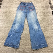 VTG Maverick Blue Bell Jeans 22 Blue Flare Disco Bell Bottom Scoville Zip 22x30