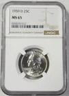 1959 D Silver Washington Quarter Graded NGC MS 65