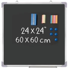 Chalkboard Set - 24 x 24 in Black Board with 1 Magnetic Chalk Eraser, 14 Chal...