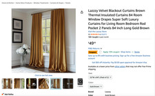 Lazzzy Velvet Blackout Curtains Brown Thermal Insulated Curtains 52x84