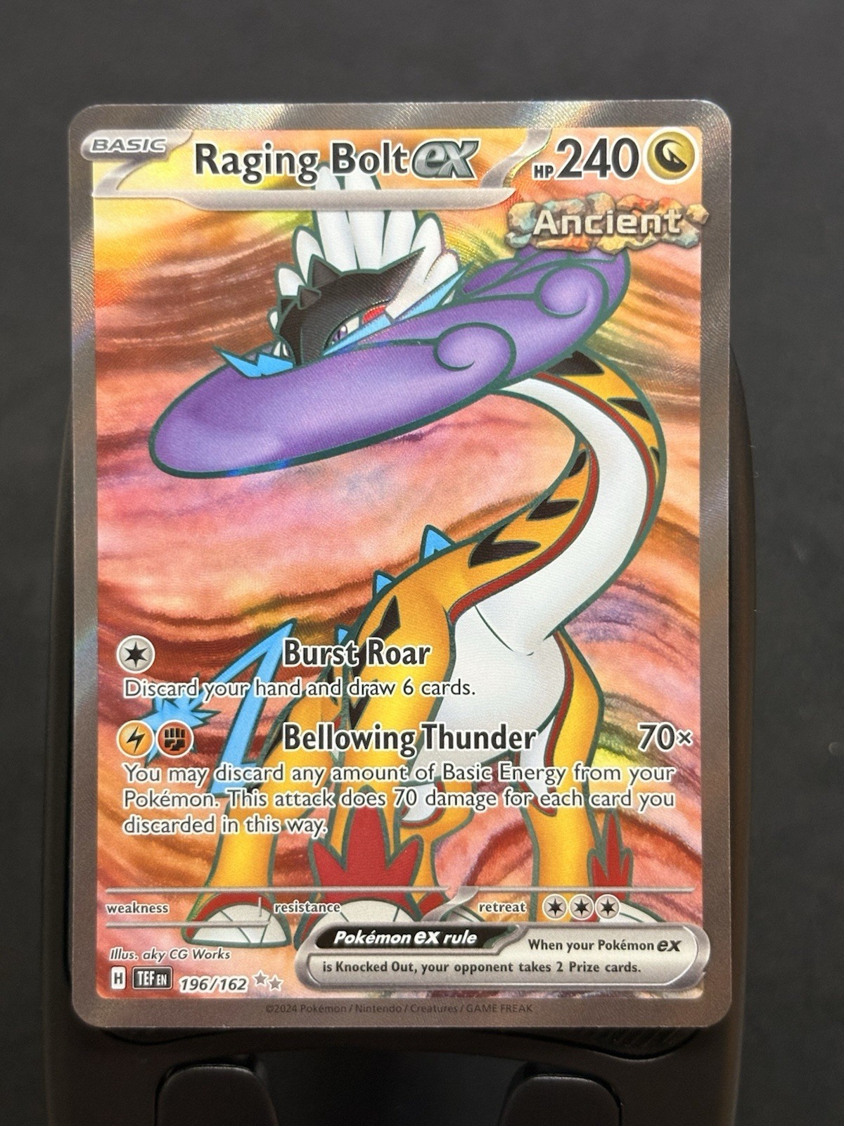 raging bolt pokemon card price TCG: Paradox Destinies Tin RarityDouble Rare Hit Points240 HP Colorless Bursting Roar Discard your hand and draw 6 cards Raging Bolt Stellar Crown Bestbuy