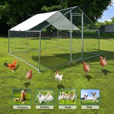 10 10ft Chicken Coop with Cover Metal Run Cage Hen House Poultry Backyard Farm