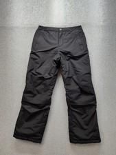 Lands End Kid Snow Pants 12 Black Mid Rise Straight Leg Button Side Pocket Ski