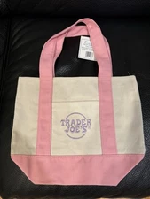 Trader Joes Mini Pastel Canvas Tote Bag Pastel Pink