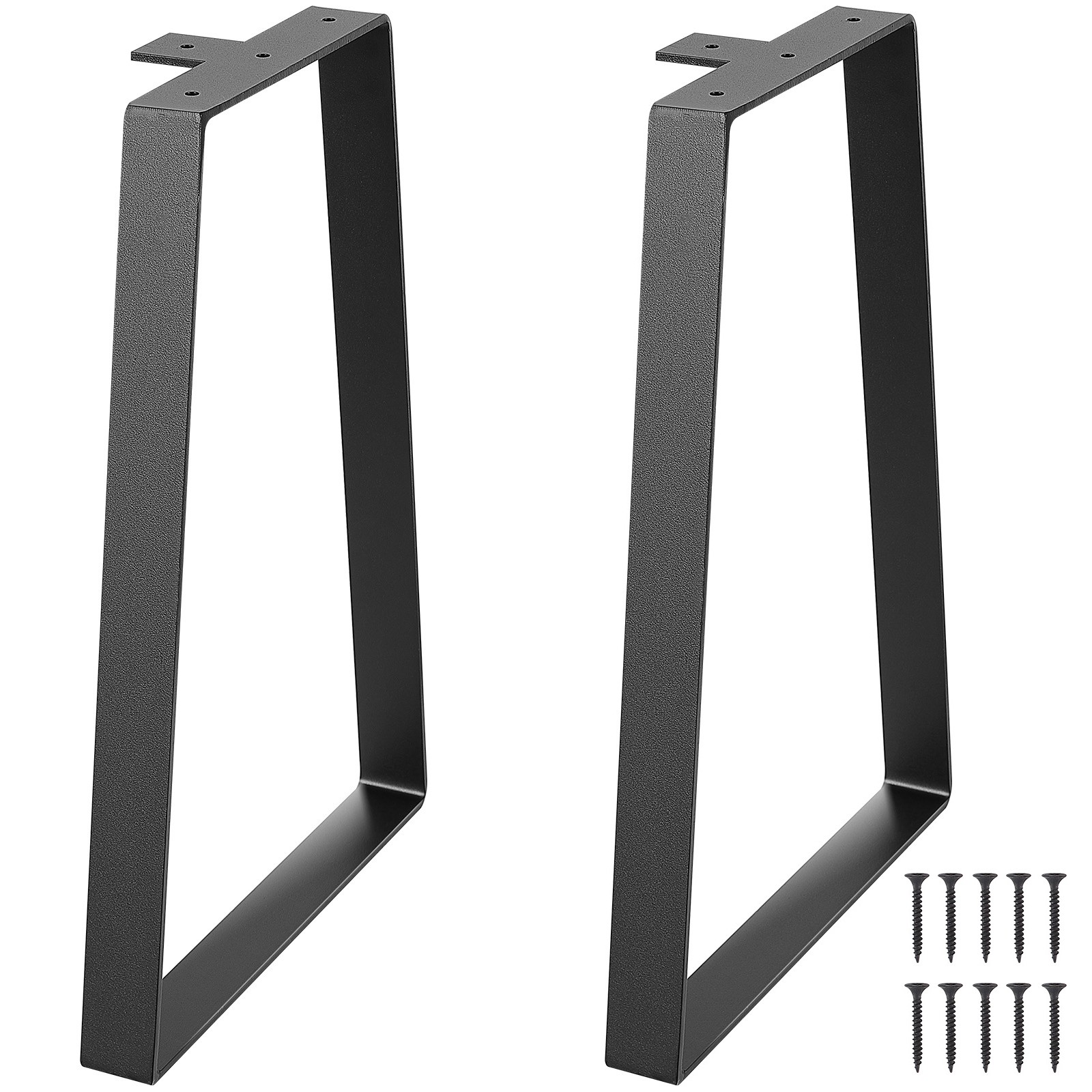 Pieds de table basse trapézoïdaux 406,4 mm en acier massif noir, lot de 2 pièces