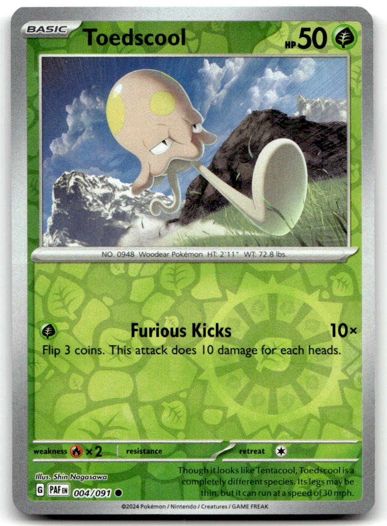 Toedscool 004/091 Common SV: Paldean Fates Pokemon Reverse Holofoil Near Mint