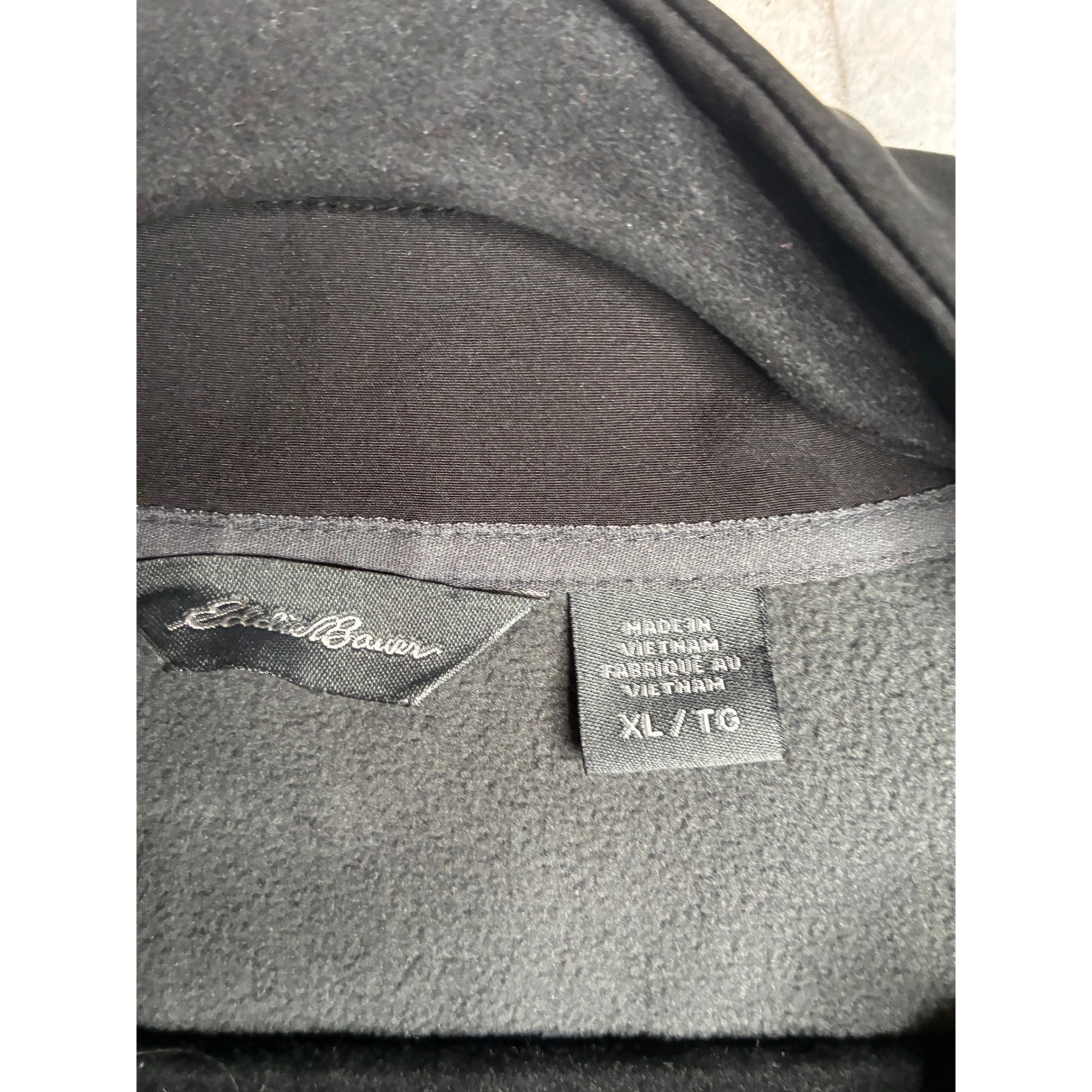 Eddie Bauer Mens XL Black Softshell Fleece Lined Jacket Full Zip Logo Coat image 5