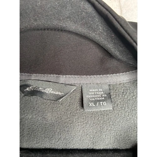 Eddie Bauer Mens XL Black Softshell Fleece Lined Jacket Full Zip Logo Coat image 5