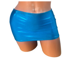 Micro mini skirt exotic dance wear ocean blue metallic
